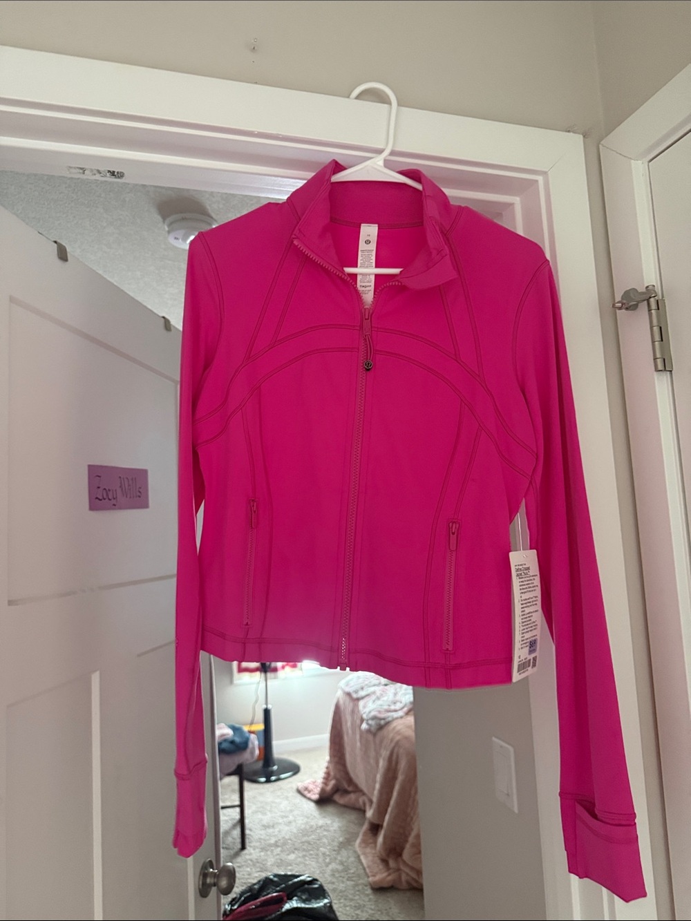 lululemon athletica Bright Pink Zip-Front Cropped Bomber Jacket